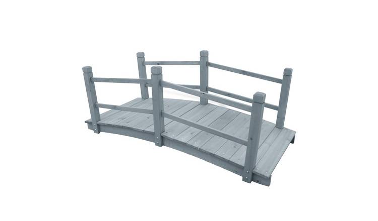Walplus Grey Solid Fir Wood Garden Bridge - 140 x 60 x 56 cm