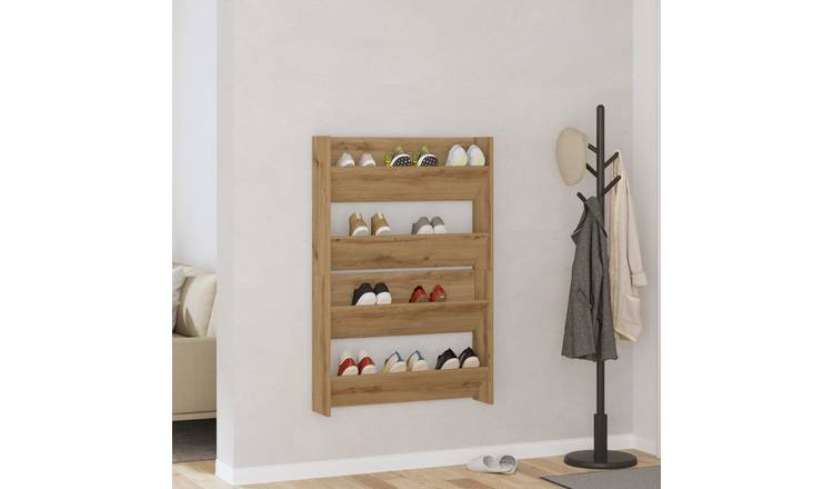 Walplus Pack of 2 Engineered Wood Shoe Cabinet - Artisan Oak - 80 x 18 x 60 cm