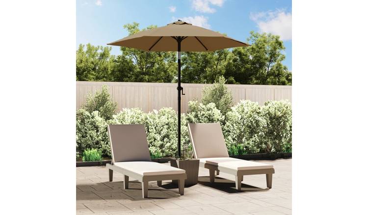 Walplus Polyester Garden Parasol - Taupe and Dark Grey - 200 x 224 cm