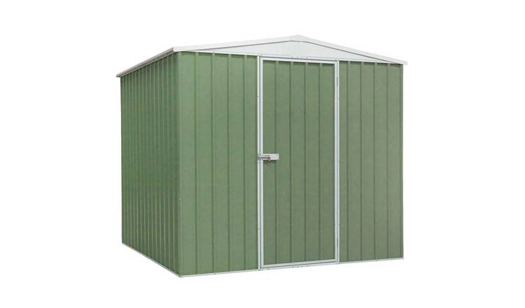 Dellonda Galvanised Steel Apex Roof Garden Storage Shed - 7.5ft x 7.5ft - Green
