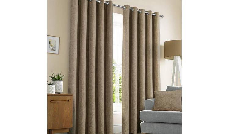 Sundour Amberley Eyelet Curtains - Brown - 117 x 137cm