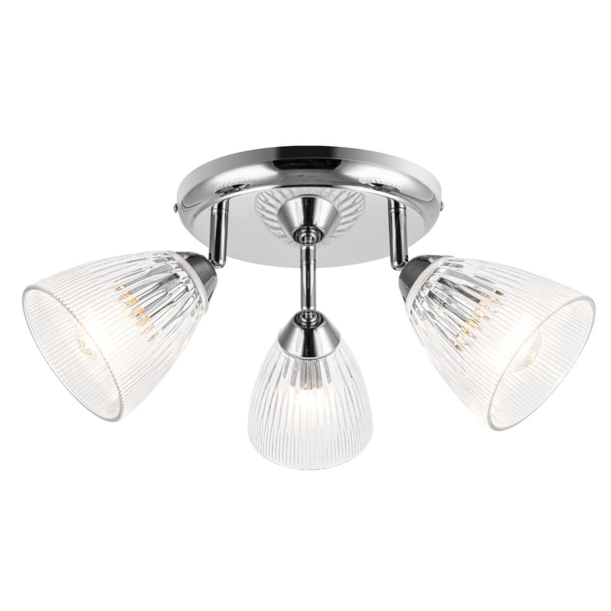 Cosylyte Athella Bathroom 3 Light Modern Ribbed Glass Spotlight - Chrome Base - Image 3