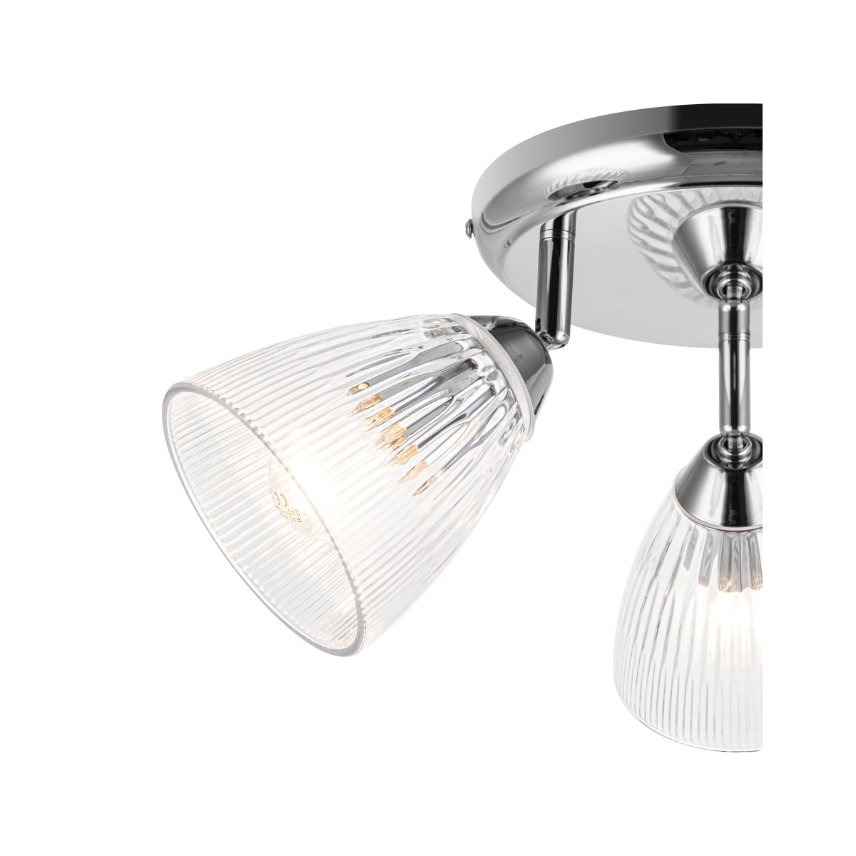 Cosylyte Athella Bathroom 3 Light Modern Ribbed Glass Spotlight - Chrome Base - Image 4