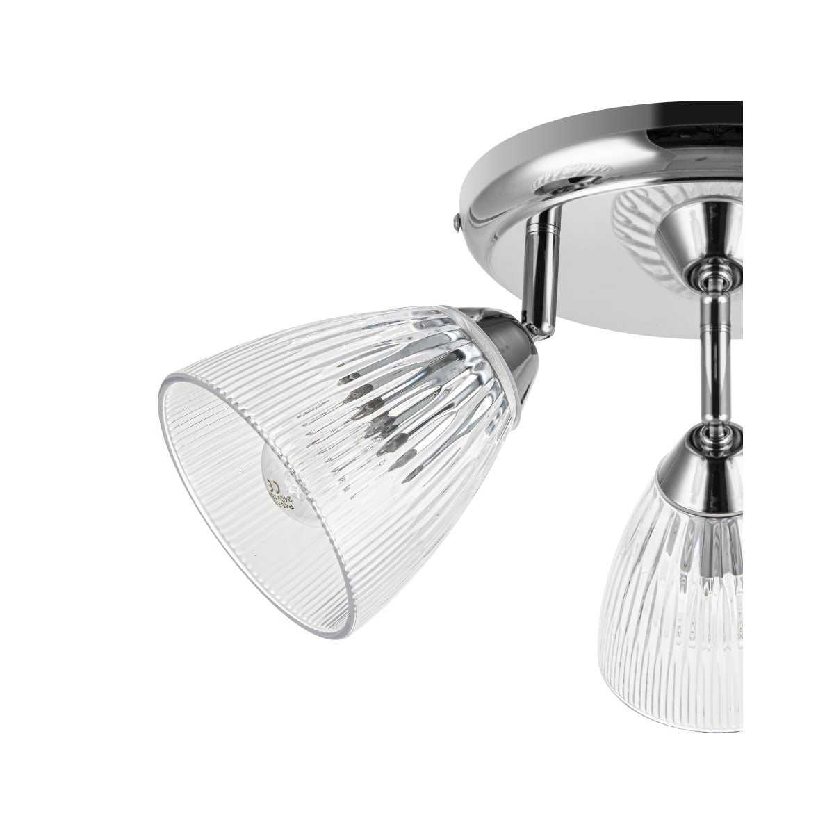 Cosylyte Athella Bathroom 3 Light Modern Ribbed Glass Spotlight - Chrome Base - Image 5