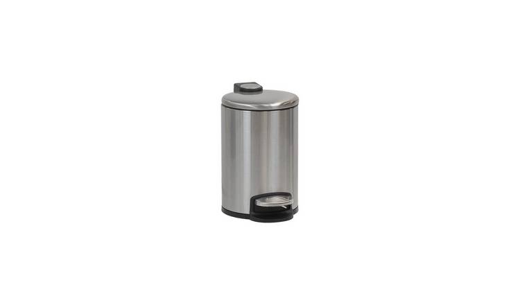 Calitek 3 Litre Bathroom Pedal Bin Stainless Steel Soft Close Lid - Silver
