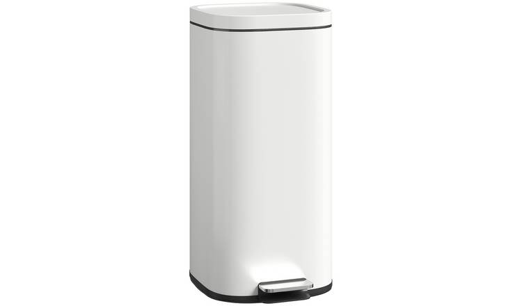 HOMCOM 30L Fingerprint-Resistant Kitchen Pedal Bin with Inner Bucke- Cream