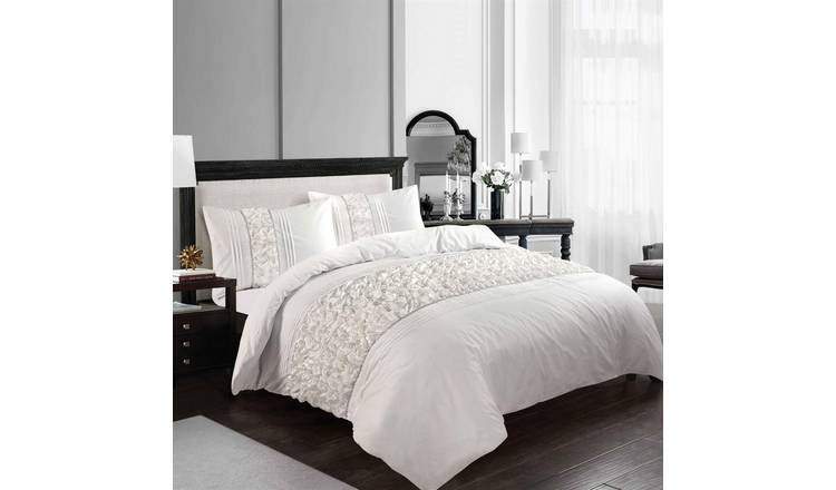 HomeSpace Direct Aurora White Duvet Cover Set - Double