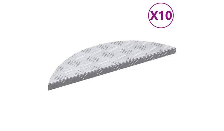 Walplus Pack of 10 Carpet Stair Treads - Silver - 60 x 18 cm