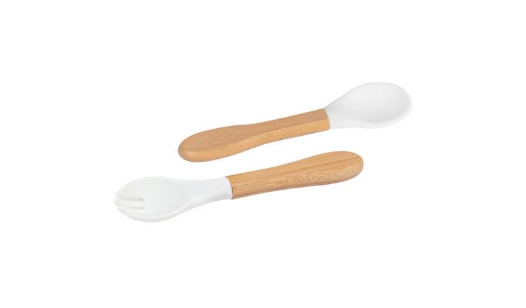 Tiny Dining Bamboo Baby Weaning Fork & Spoon Set - Navy Blue