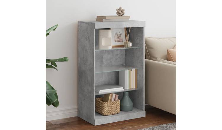 Walplus LED Wood Sideboard Open Shelf - Concrete Grey - 60.5 x 37 x 100 cm