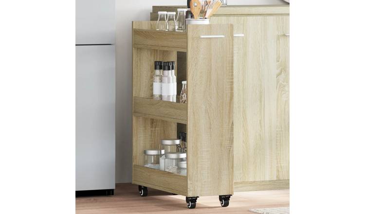 Walplus Engineered Wood Lockable Cabinet - Light Oak - 60 x 22 x 79 cm