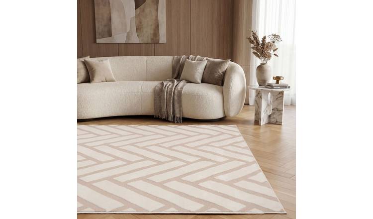 The Rugs Beige Loft Herringbone Runner Rug - 80 x 300cm