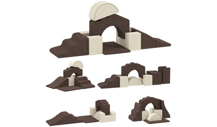 AIYAPLAY 7PCS Foam Anti Slip Base Climb Crawl Indoor Kids Soft Play Set - Brown