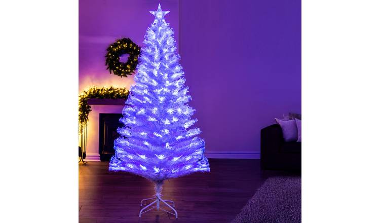 Christmas Tree World 6ft White Blue Ripple Effect Fibre Optic Tree
