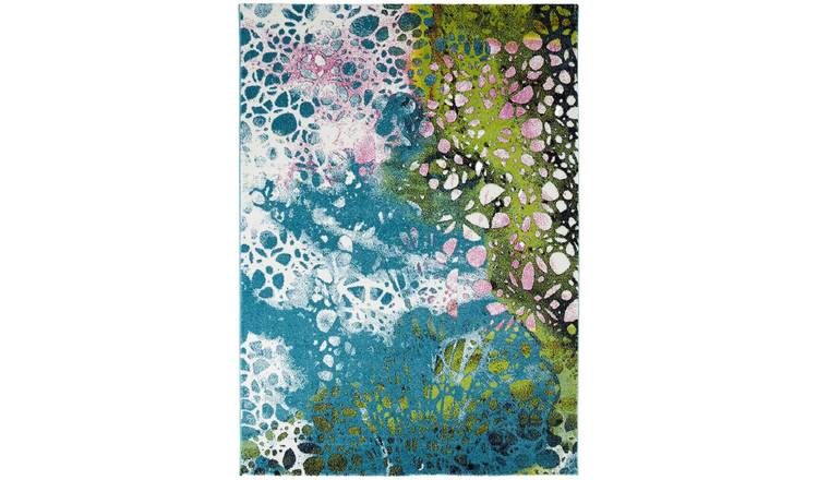 Mega Flooring Blue Modern Abstract Rug - 80 x 150cm