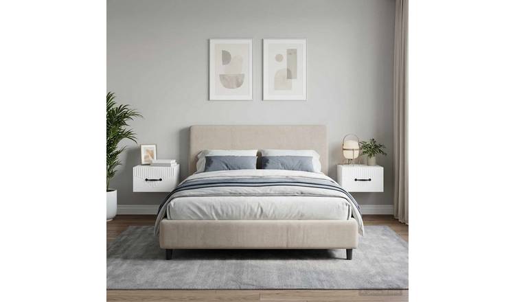 Walplus Pack of 2 Wall Mounted Bedside Table - White - 34.5 x 33 x 20 cm