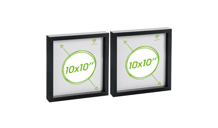 Nicola Spring 3D Box Photo Frames - 10 x 10" - Set of 2 - Black