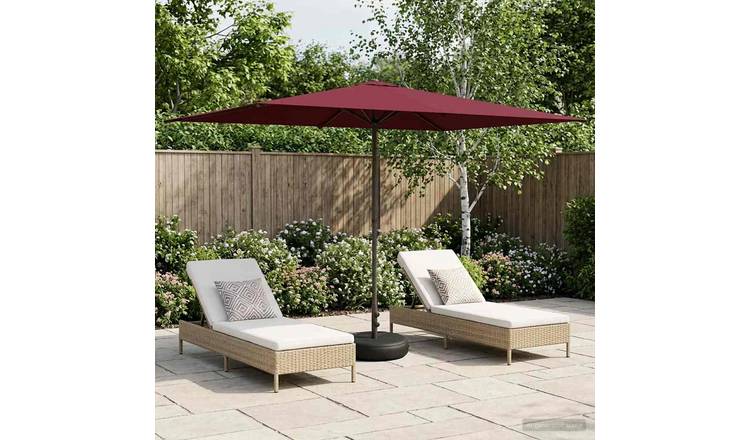 Walplus Rectangular Polyester Garden Parasol - Bordeaux Red - 290 x 190 x 228 cm