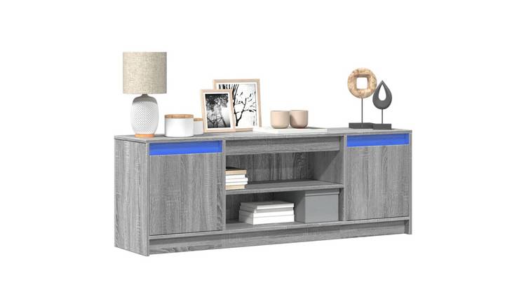Walplus LED Engineered Wood TV Cabinet - Grey and Oak - 139.5 x 34 x 50 cm