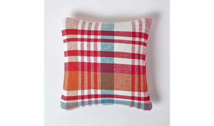 Homescapes Red Falun Tartan Cotton Cushion Cover - 60 x 60 cm