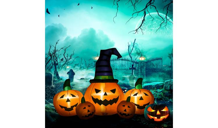 Outsunny 6ft Halloween Pumpkin with hats Inflatable Decoration