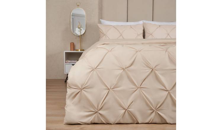 OHS Diamond Pintuck Duvet Cover Set Beige - King