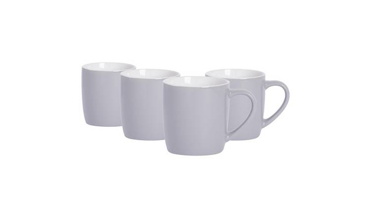 Argon Tableware Coloured Coffee Mugs - 350ml - Grey - Pack of 4