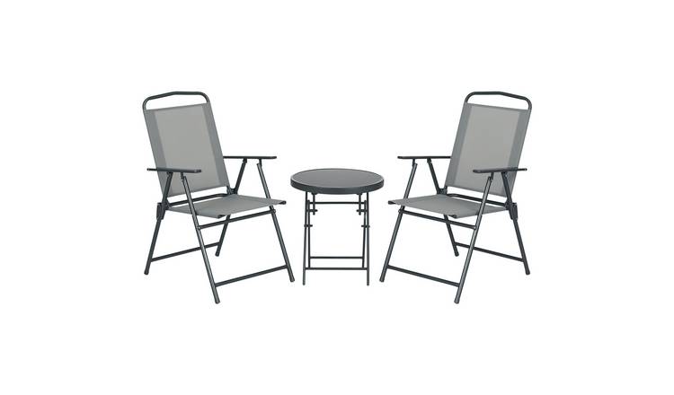 Outsunny 2 Seater Bistro Set wiht Breathable Mesh - Light Grey