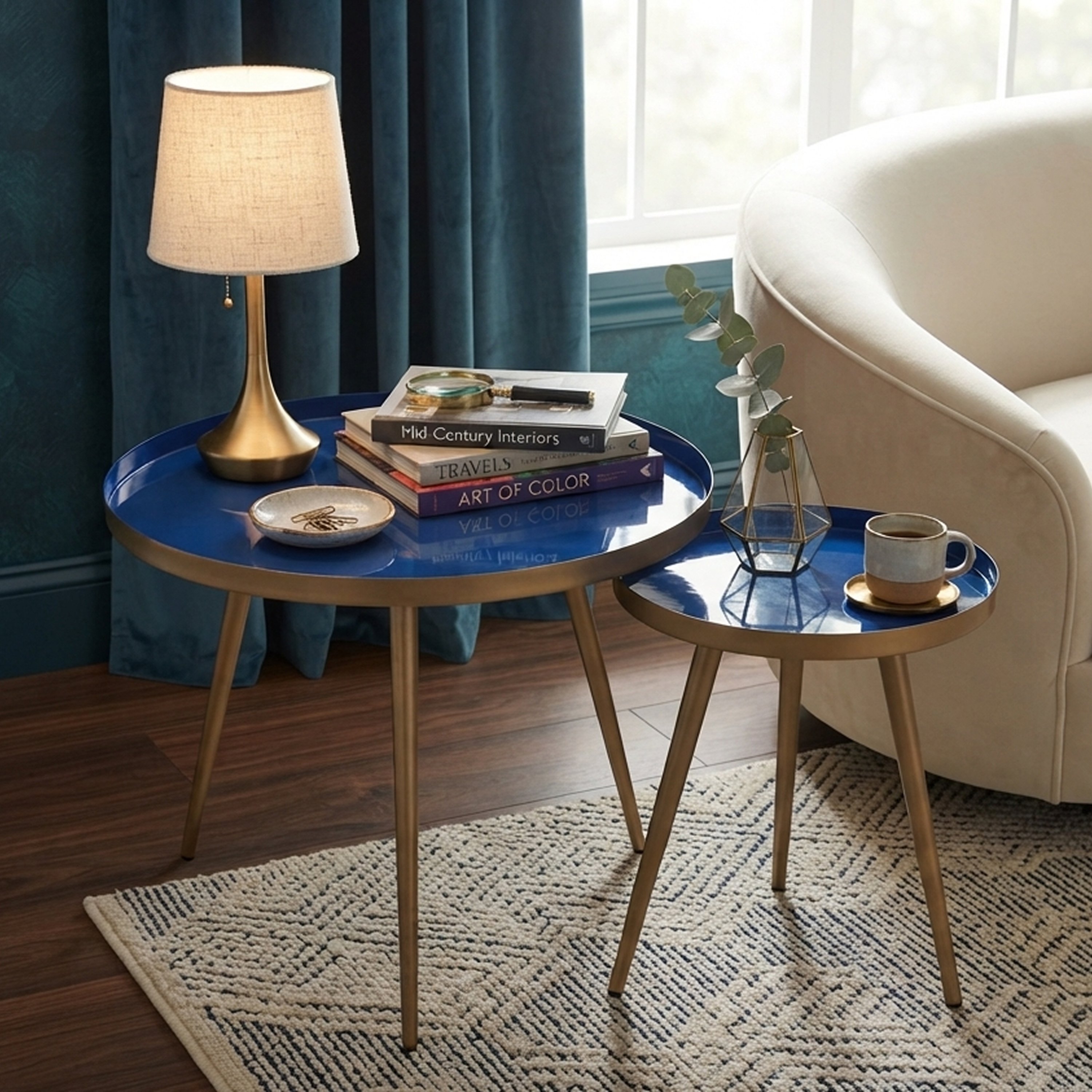 Orsina Amira Enamel Nest of Two Tables – Blue - Image 3