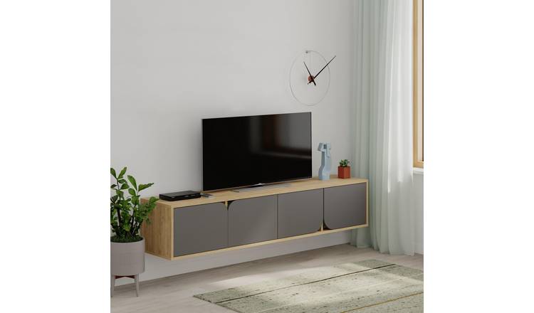 Decortie Spark Floating TV Unit particleboard matt - Oak, Anthracite Grey