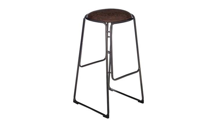 Orsina Dalston Faux Leather Bar Stool – Mocha & Gunmetal
