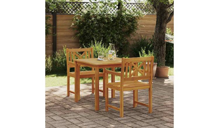 Walplus 3 Piece Garden Dining Set Open Shelf - Brown - 85 x 85 x 74 cm