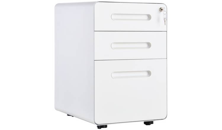 Vinsetto 3 Drawers Lockable File Cabinet - White