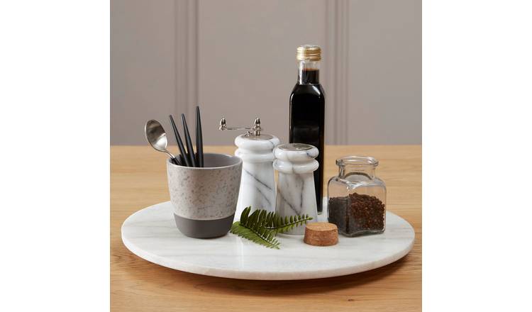 Orsina Kindia Round Marble Lazy Susan - White