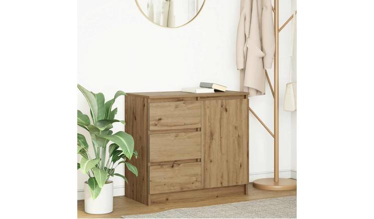 Walplus Engineered Wood 3 Drawer Sideboard - Oak - 71 x 35 x 65 cm