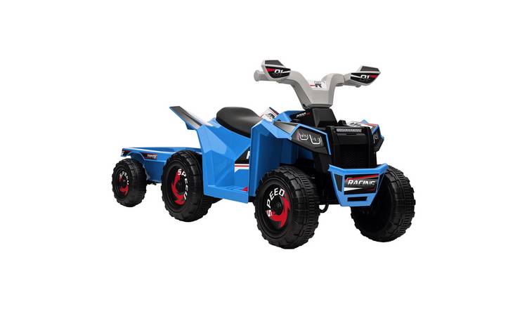HOMCOM 6V 18 to 36 Months Trailer Electric Ride on Quad Bike – Blue