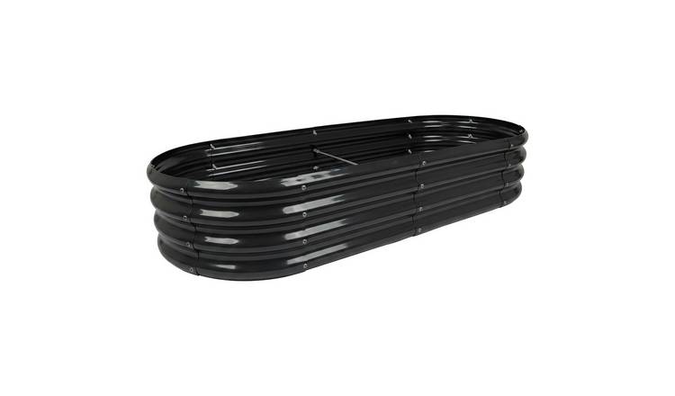 Harbour Housewares Rounded Steel Raised Garden Bed - 180cm x 90cm - Anthracite