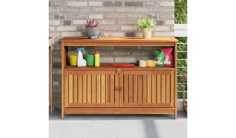 Walplus Solid Acacia Wood Garden Console Table - Brown - 110 x 35 x 75 cm