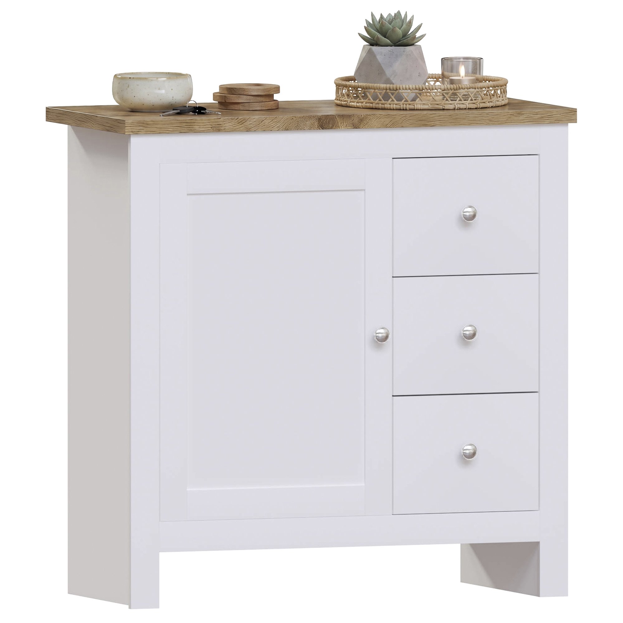 Vida Designs Arlington 3 Drawer 1 Door Sideboard - White - Image 8