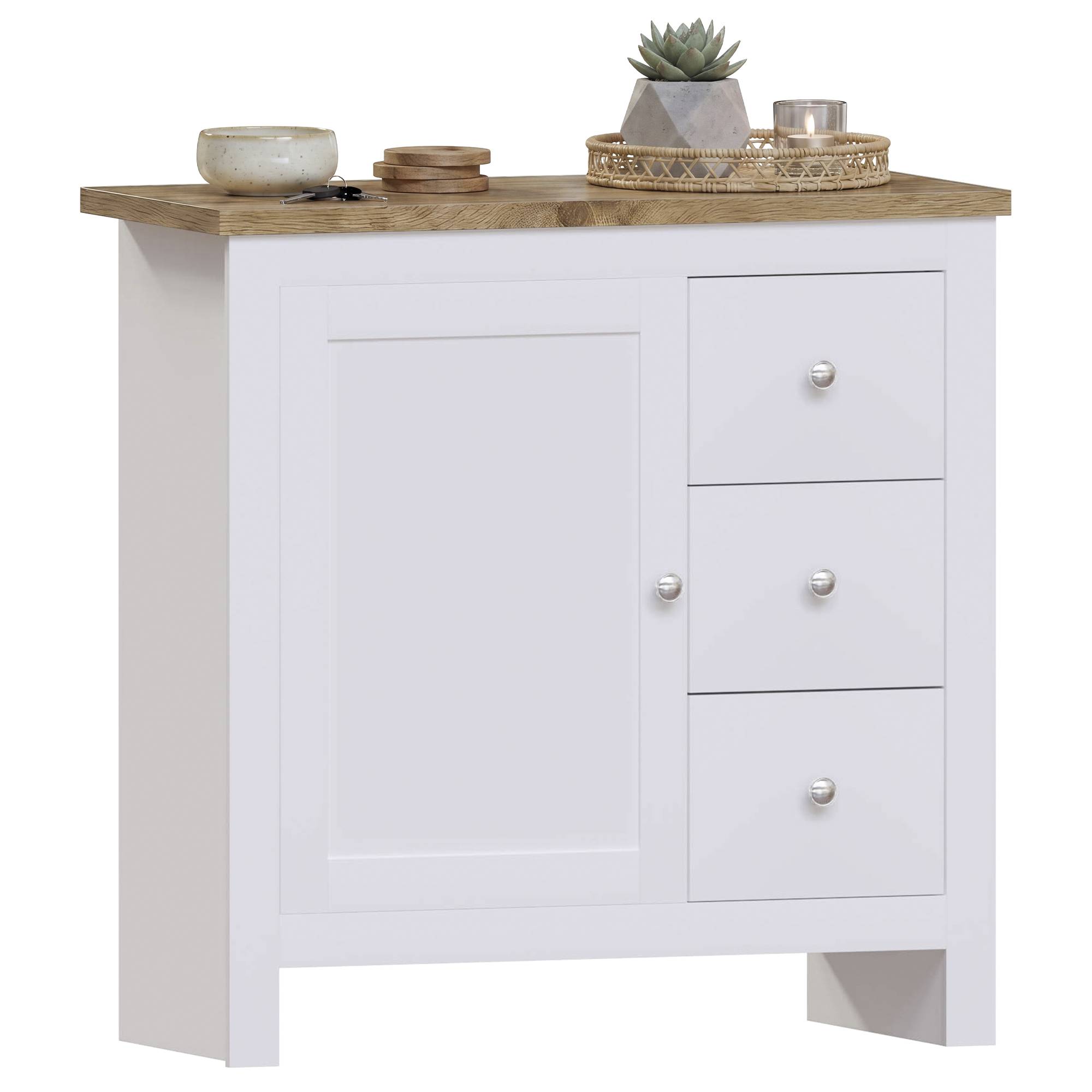 Vida Designs Arlington 3 Drawer 1 Door Sideboard - White - Image 8