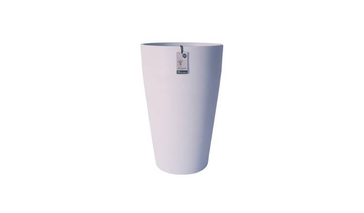 Fargro Home and Garden 37L Polystone Tall Vase Round Plant Pot - Stone White