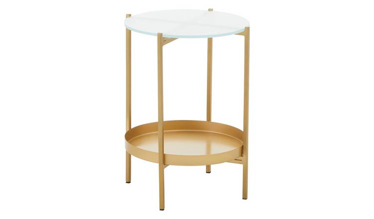 Orsina Pali Two Tier Glass and Iron Side Table – Clear & Gold