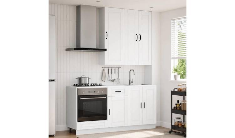Walplus 5 Piece Engineered Wood Kitchen Unit Set - White