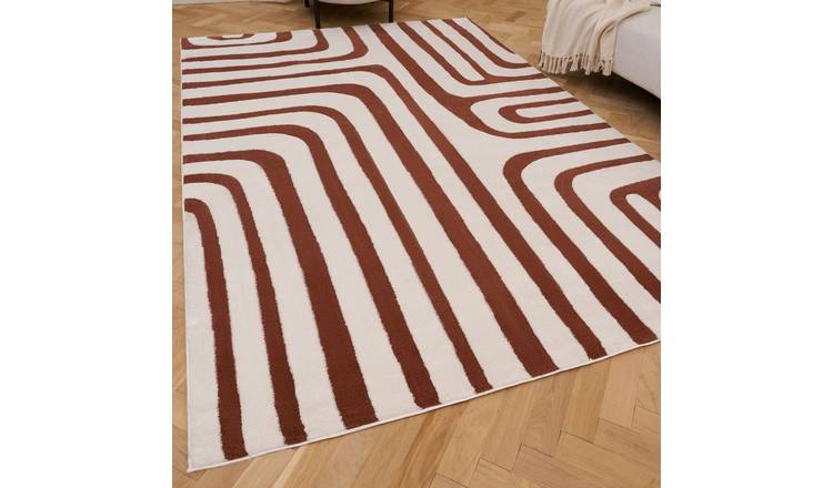 The Rugs Terracotta Loft Curved Line Rug - 240 x 340cm