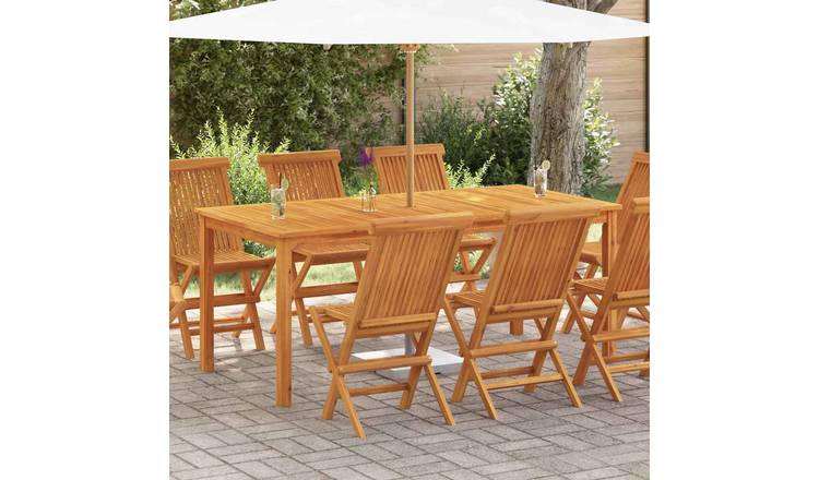 Walplus Solid Acacia Wood Garden Dining Table - Brown - 180 x 90 x 75 cm