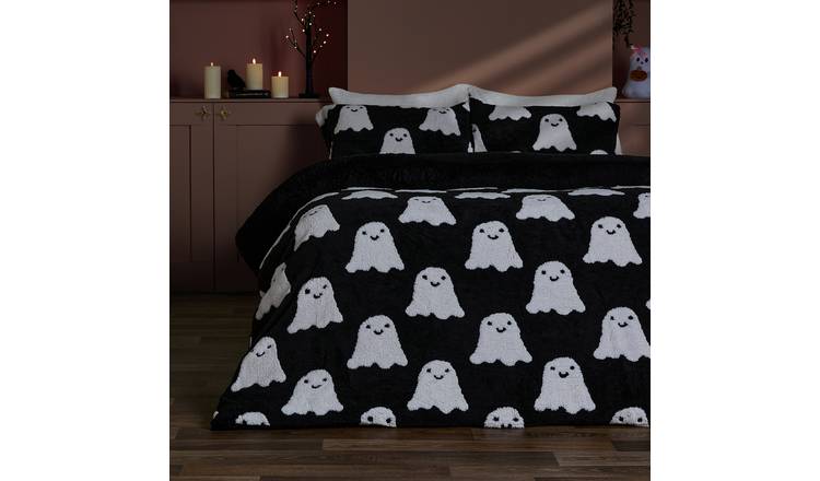 OHS Kids Tufted Ghost Teddy Duvet Set - Black - Single