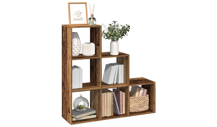 Walplus 3 Tier Engineered Wood Book Cabinet - Dark Wood - 99 x 29 x 99 cm