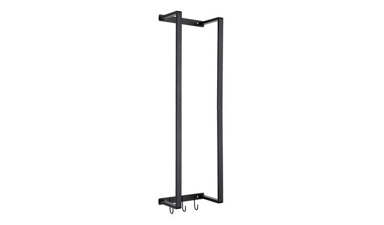 Living and Home Carbon Steel Wall Mount Towel Rack - Black