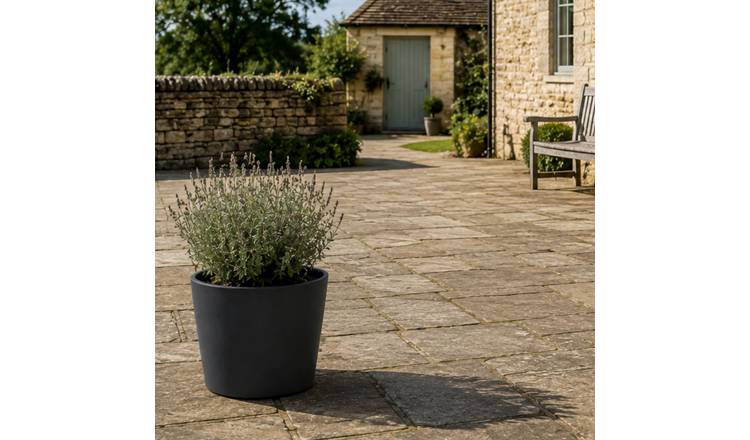 Fargro Home and Garden 16L Polystone Bucket Round Planter Pot - Charcoal Black