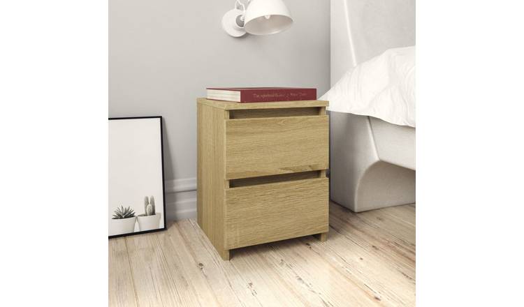 Walplus Engineered Wood Bedside Cabinet - Light Oak - 30 x 30 x 40 cm